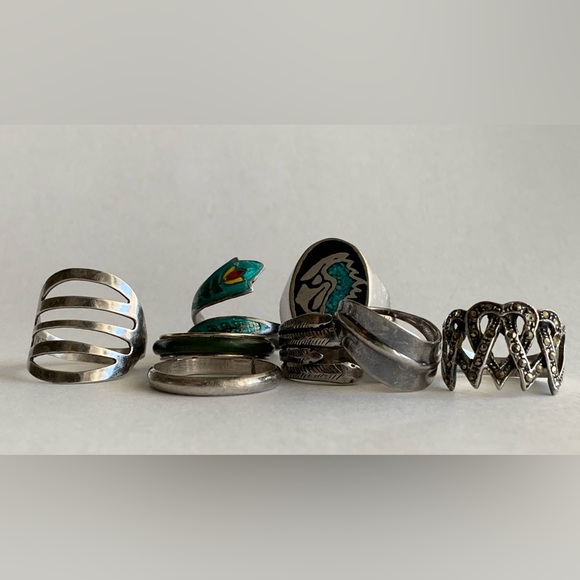 New vintage 4 hearts marcasite silver cocktail ring - Picture 13 of 13